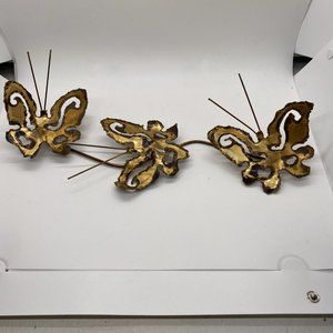 Vintage Gold Metal Butterfly Mid Century Modern Wall Decor